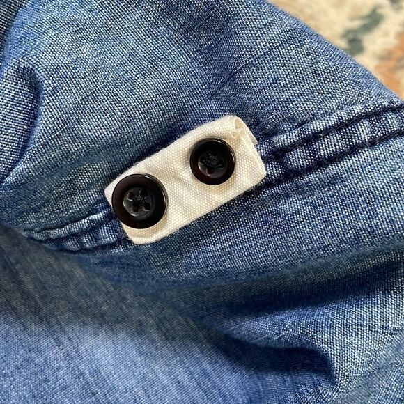 Frank & Oak Men’s Blue 100% Cotton Pullover 1/4 Zip Denim Shirt (Size: Large) - Picture 11 of 13